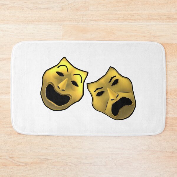 Item preview, Comedy and Tragedy Masks in Gold and Black (White Background) designed and sold by ArtByLM.