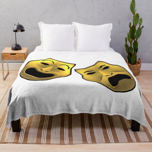 Item preview, Comedy and Tragedy Masks in Gold and Black (White Background) designed and sold by ArtByLM.
