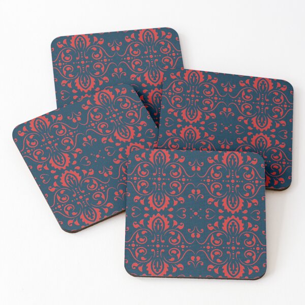 Item preview, Blue Red Classic Luxe Damask on Soft Textured Pattern designed and sold by vortexatelier.