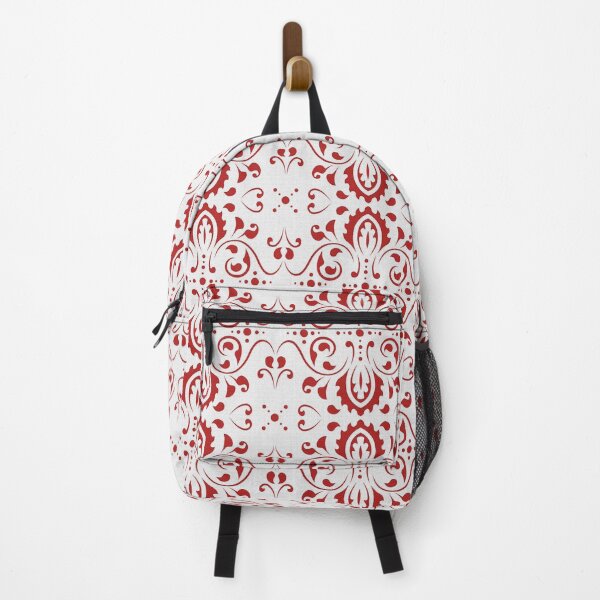Item preview, White and Red Classic Luxe Damask on Soft Textured Pattern designed and sold by vortexatelier.