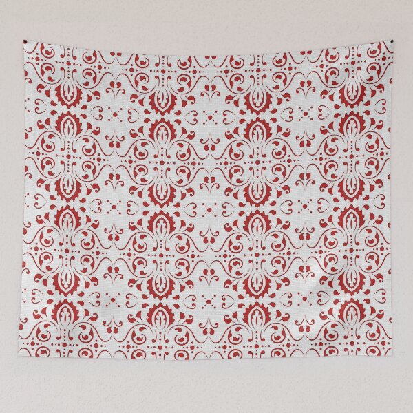 Item preview, White and Red Classic Luxe Damask on Soft Textured Pattern (version 2) designed and sold by vortexatelier.