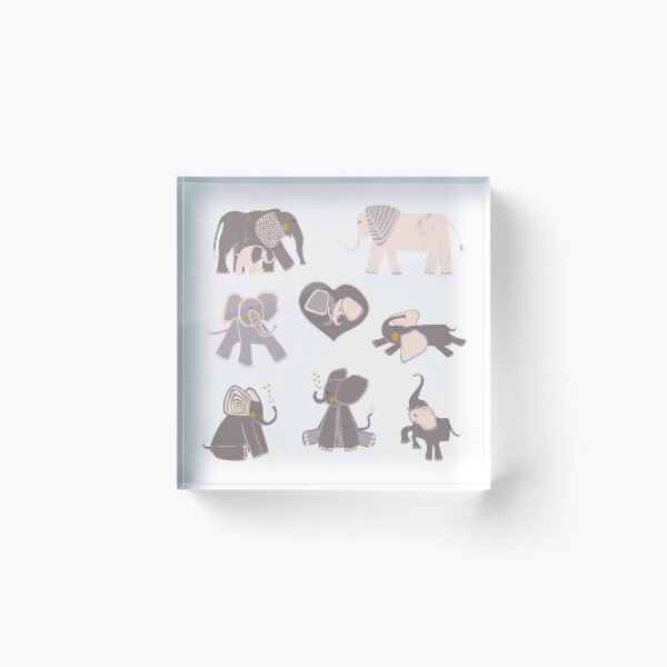 Item preview, Cute Herd of Elephants with babies, Grey White Yellow designed and sold by Marfalomeo.