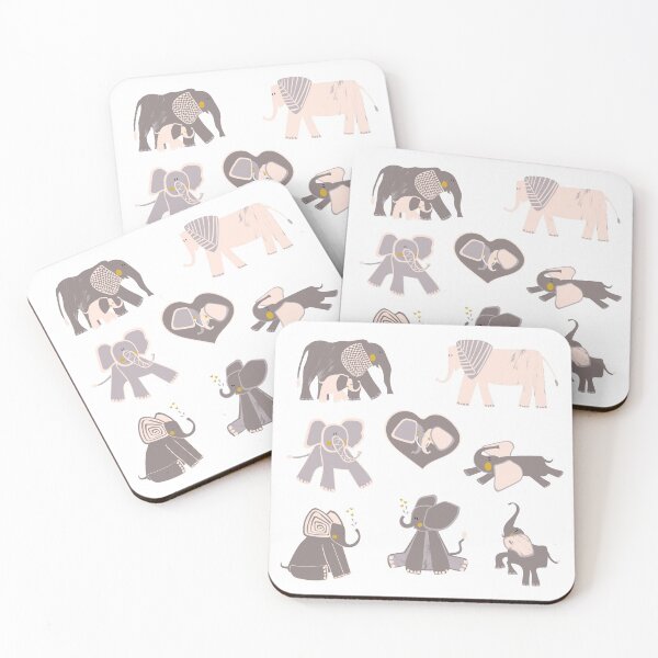 Item preview, Cute Herd of Elephants with babies, Grey White Yellow designed and sold by Marfalomeo.