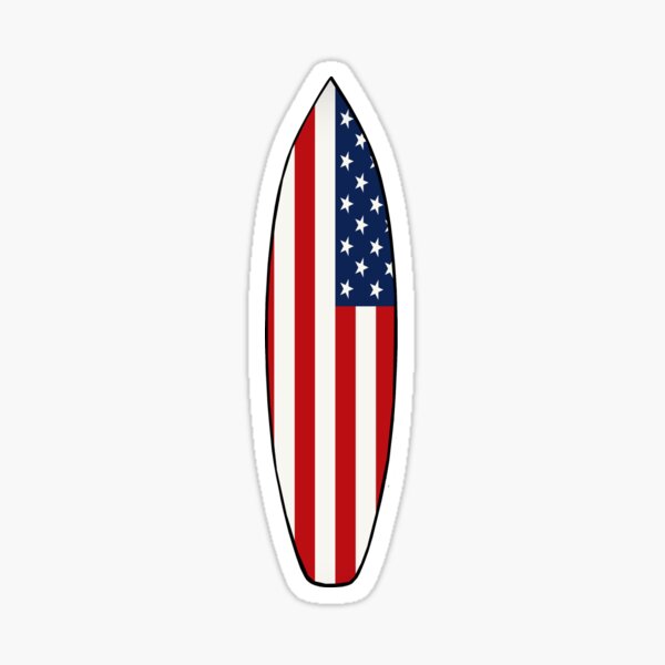 Surfboard (American Flag) Sticker