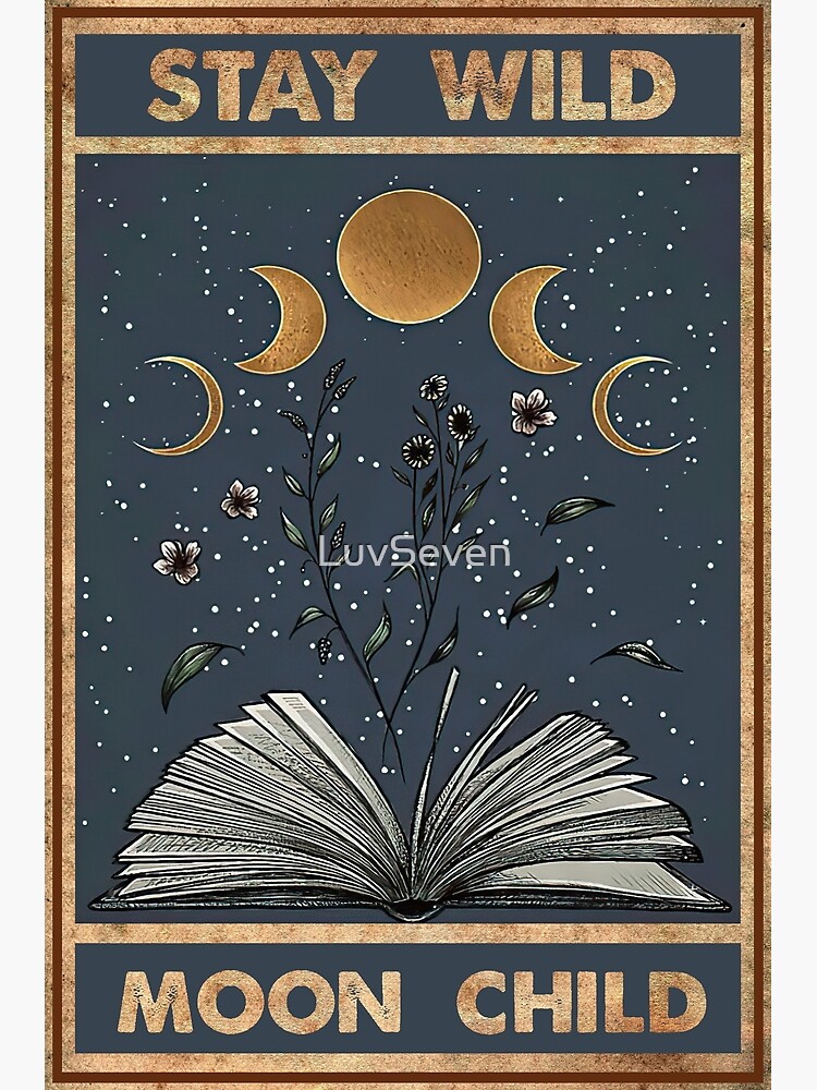Discover Vintage Love Book Stay Wild Moon Child Premium Matte Vertical Poster