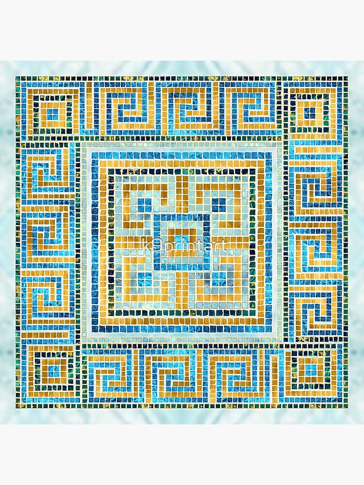 Mosaic Greek Meander Greek Key Black and Gold  Leggings for Sale by  k9printart