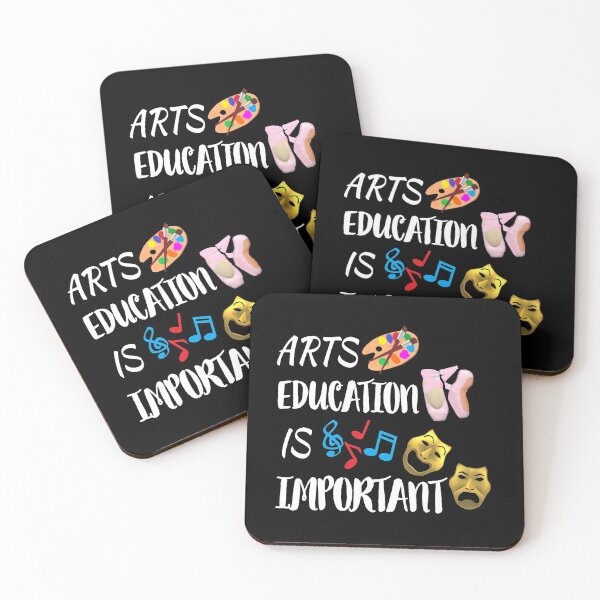 Item preview, Arts Education Is Important with Artist Paint Palette,Ballet Shoes, Drama Masks and Music Notes (Black Background) designed and sold by ArtByLM.