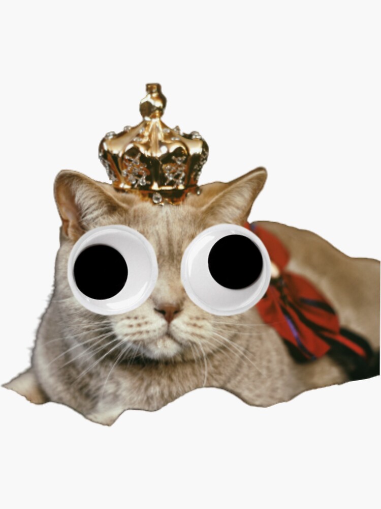 "Googly eye cat king." Sticker for Sale by Zsiber Redbubble