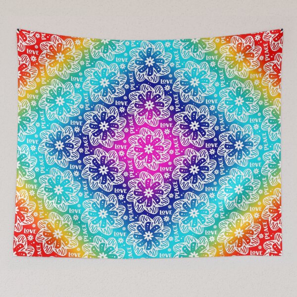 Item preview, Peace and Love Rainbow Flower Power designed and sold by AntiqueImages.