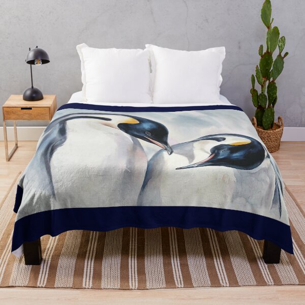 pinguin drawing art Throw Blanket