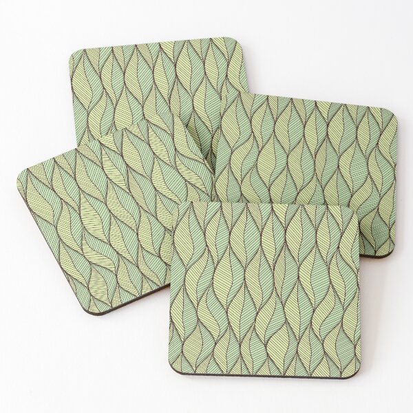 Item preview, Minimal leaf pattern in light green and yellow, with black lining designed and sold by CiniArt.
