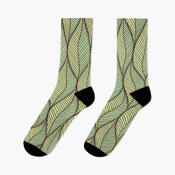 Item preview, Minimal leaf pattern in light green and yellow, with black lining designed and sold by CiniArt.