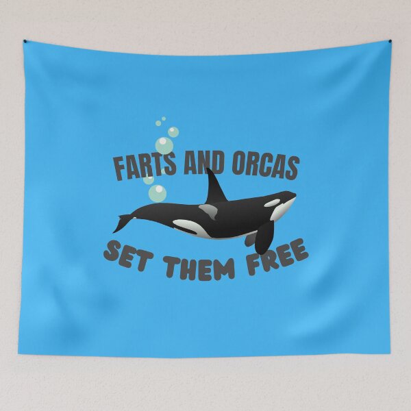 Item preview, Farts and orcas, set them free - Funny Text Killer Whale Design designed and sold by DrawingBoard.