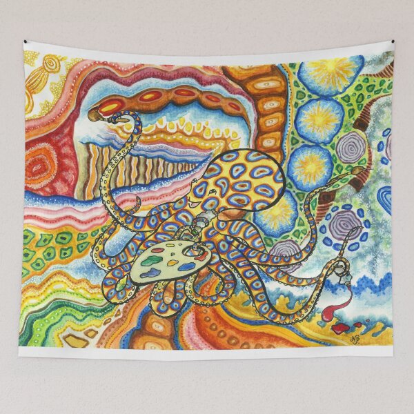 Item preview, Octopia - artsy octopus painting the colors in its life designed and sold by Octopiadesign.