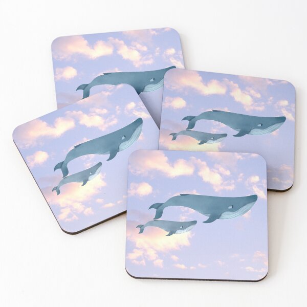 Item preview, Flying whales in pastel cloudy sky designed and sold by Koalaslifestyle.