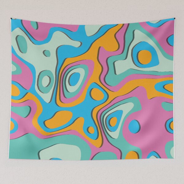 Item preview, Abstract retro 70s topography map designed and sold by MDKawaii.