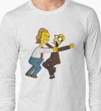 Bottom - Rik Mayall & Ade Edmondson - Simpsons Style Long Sleeve T-Shirt