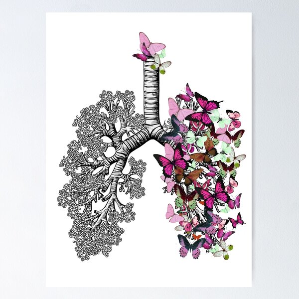 Item preview, lungs purple butterflies, anatomy art, watercolor designed and sold by Collagedream.
