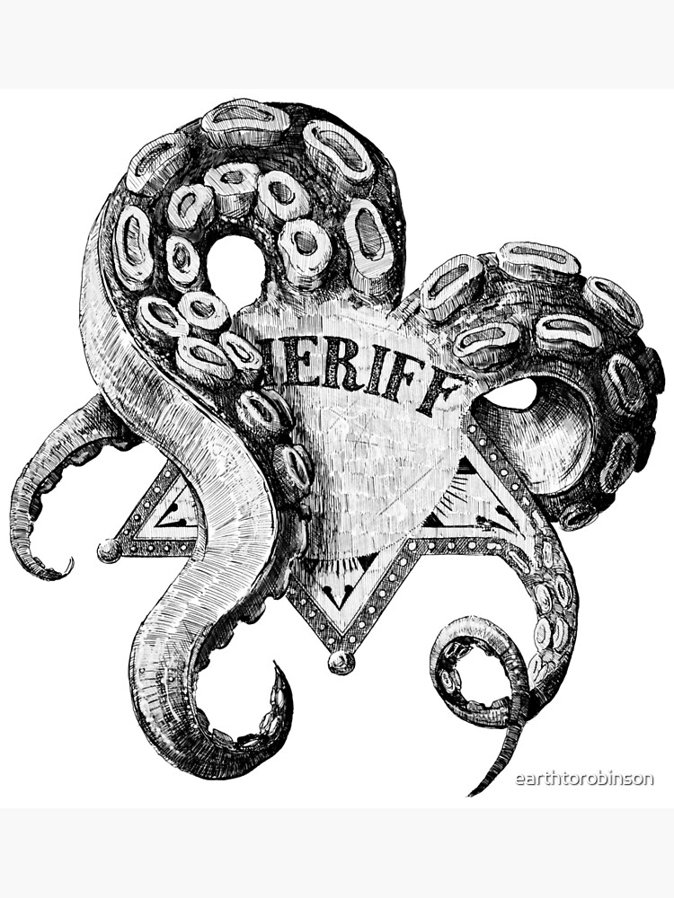 Thumbnail 3 of 3, Art Print, Sheriff Cthulhu designed and sold by earthtorobinson.
