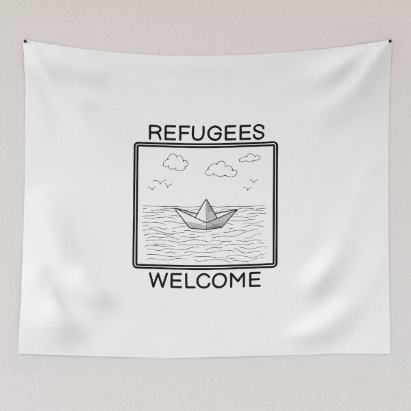 Item preview, Refugees Welcome Refugee Protest Boat Gift designed and sold by CreatDifference.