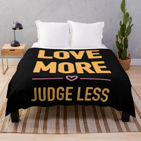 Item preview, Love More, Judge Less, block letters designed and sold by LoveLifeRandom.