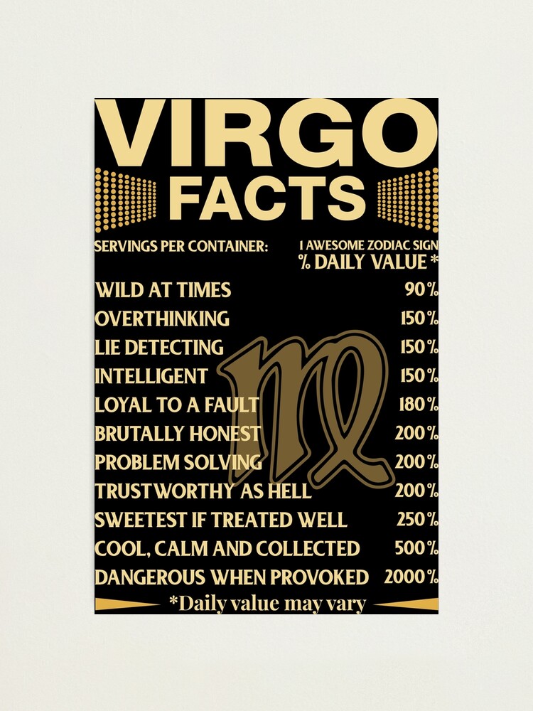 Virgo Facts Zodiac Sign Astrology Birthday Gift Photographic Print