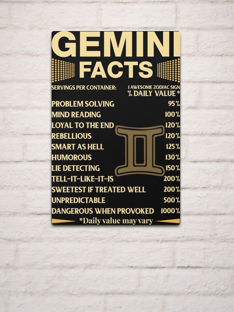 Gemini Facts Zodiac Sign Astrology Birthday Gift Metal Print