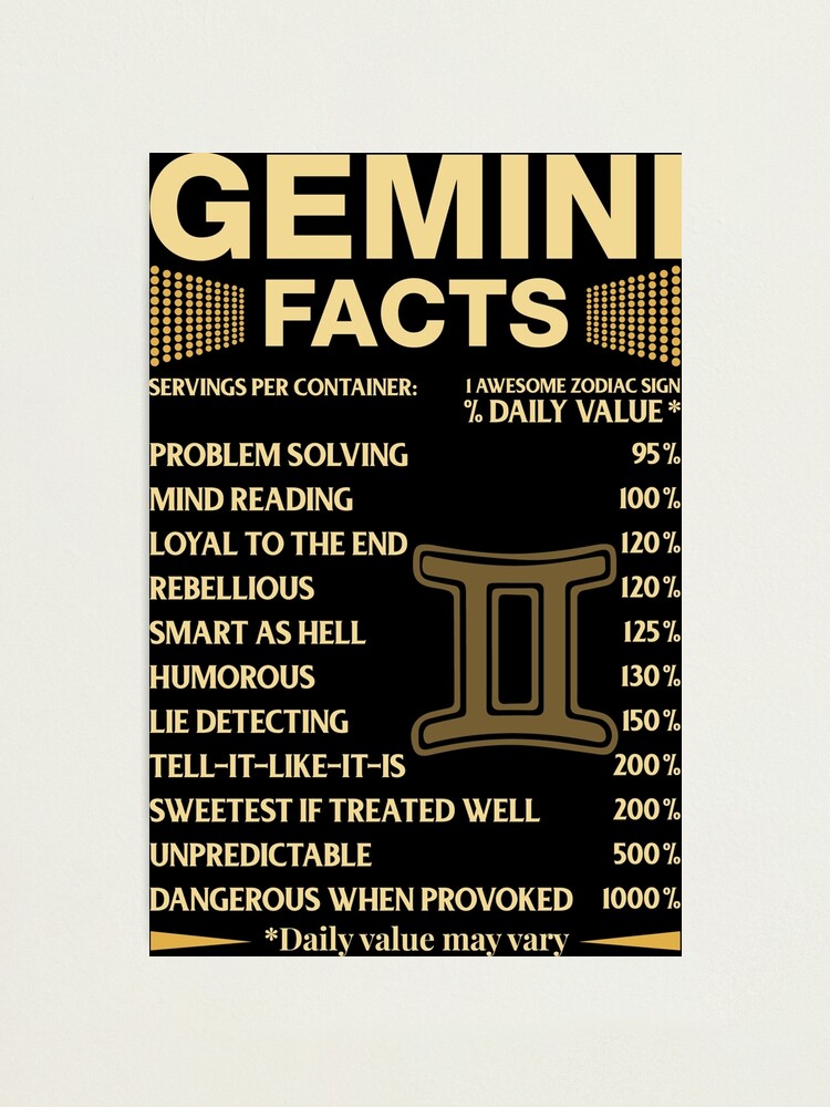 Gemini Facts Zodiac Sign Astrology Birthday Gift Photographic Print