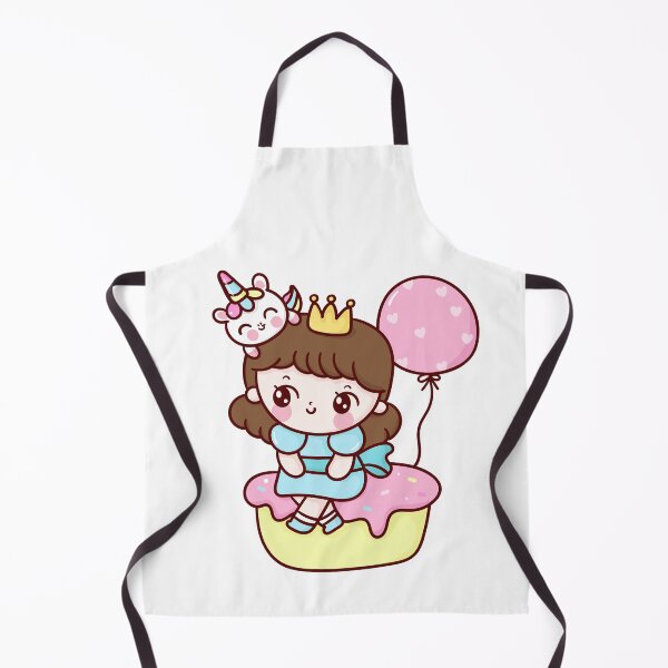 Item preview, Cute princess cartoon and unicorn sit on birthday cake with party balloon kawaii character Series fairy tale characters horse designed and sold by vividdiy8.