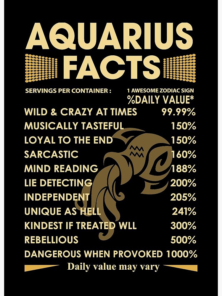 Aquarius Facts Zodiac Sign Astrology Birthday Gift