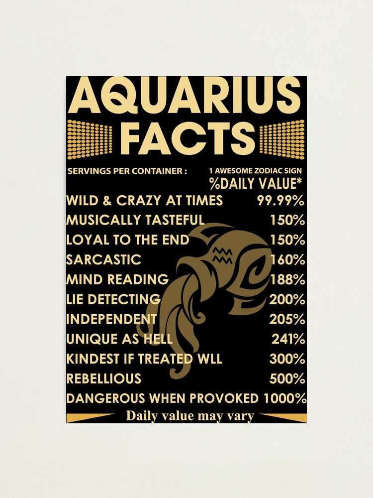 Aquarius Facts Zodiac Sign Astrology Birthday Gift Photographic Print