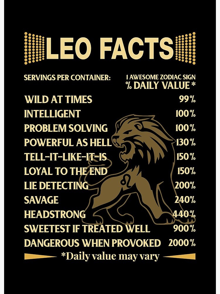 Leo Facts Zodiac Sign Astrology Birthday Gift