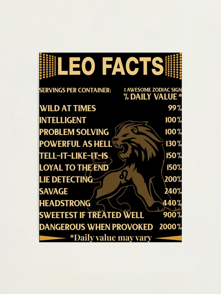 Leo Facts Zodiac Sign Astrology Birthday Gift Photographic Print