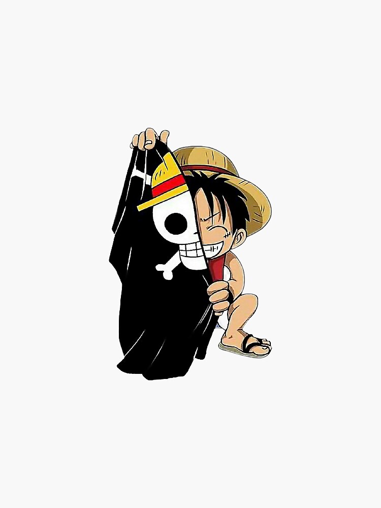 Pegatina con la obra «One Piece - Luffy y su bandera» de Yzertaa