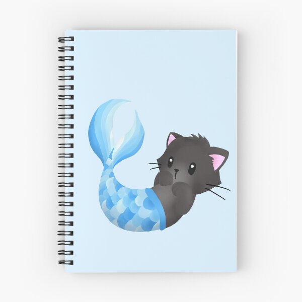Item preview, Kawaii Purrmaid, Black Cat with Blue Tail designed and sold by ikigaicreations.