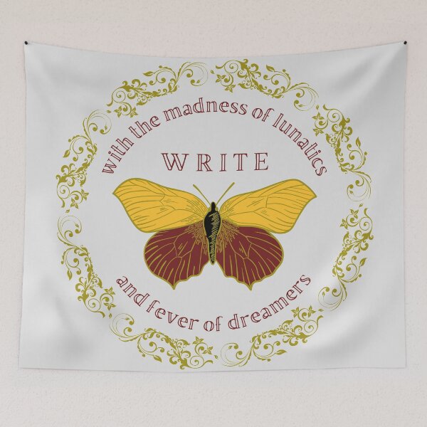 Item preview, Write with the madness of lunatics and fever of dreamers // dark academia quotes designed and sold by vela-ramhorn.