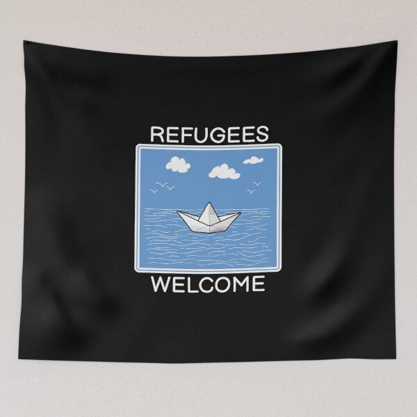 Item preview, Refugees Welcome Refugee Boat Protest Gift designed and sold by CreatDifference.