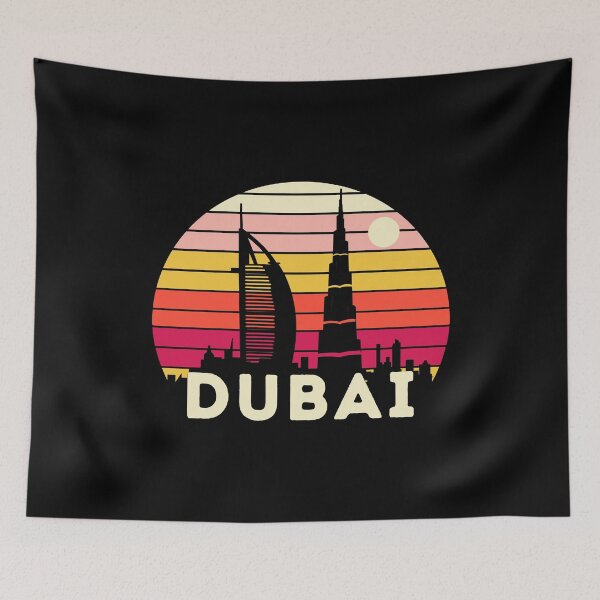 Item preview, Dubai Skyline Vintage Sunset Graphic designed and sold by Hoiho Adventure Shirts.