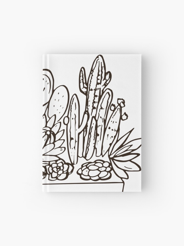 Cuaderno de tapa dura «suculento conjunto de dibujo a mano alzada. Embalaje  de diseño de clipart lineal, tarjetas, boda, regalo, decoración para el  hogar, ropa. dibujos animados gracioso simplificado minimalista planta  dibujo