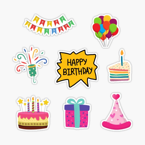 Happy Birthday Stickers Birthday Planner Stickers, Birthday Cake