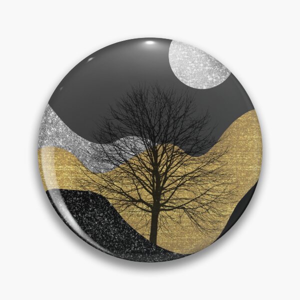Item preview, Silver Gold Grey & Black Glitter Abstract Landscape  designed and sold by Lucky-Town-Art.
