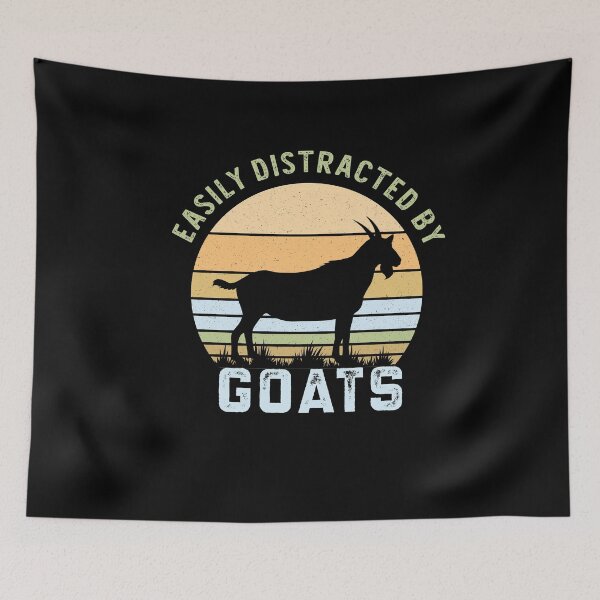 Item preview, Easily Distracted by Goats - Retro Vintage sunset - Funny Goat Lover designed and sold by NSTeeDesign.
