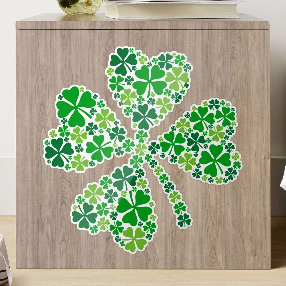 lucky four-leaf clover, green shamrock  Sticker for Sale by