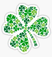 lucky four-leaf clover, green shamrock Sticker