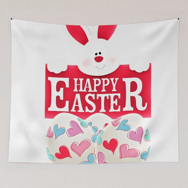 Item preview, Funny Easter Bunny, And Easter Eggs With Hearts - Happy Easter designed and sold by TrendySpace.