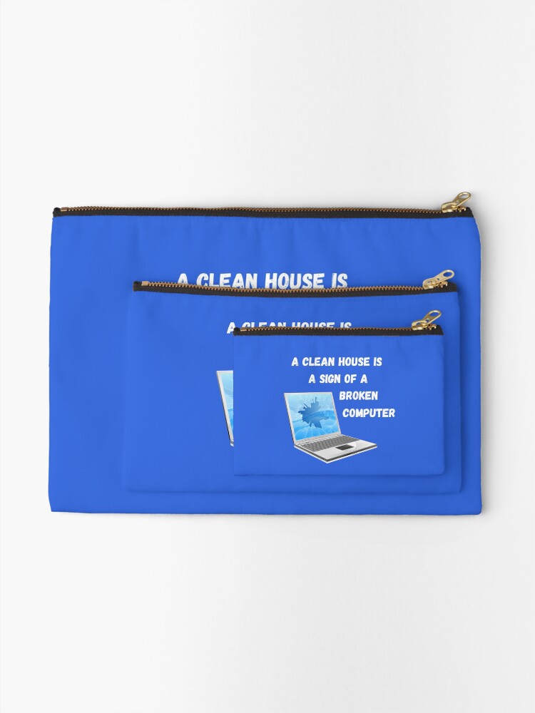 Alternate view of Broken Computer Cleaning Lady Gift Humor Zipper Pouch