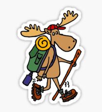 Funny Cool Moose Hiker Sticker
