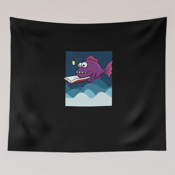 Item preview, Cute lantern fish with book designed and sold by ElBeDesigns.