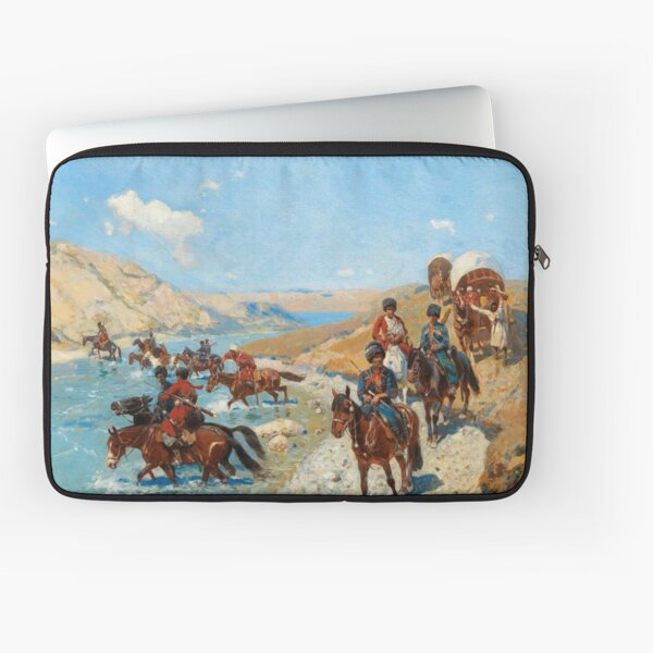 Franz Roubaud (1856–1928), Crossing of the river, oil on canvas 59 x 83.5 cm Laptop Sleeve