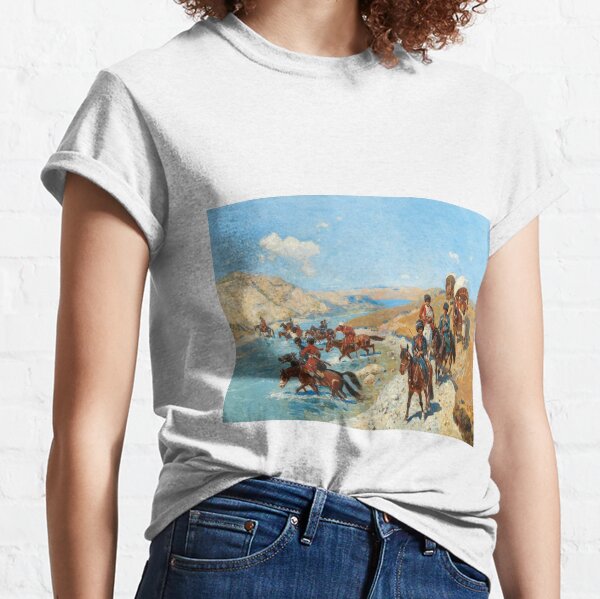 Franz Roubaud (1856–1928), Crossing of the river, oil on canvas 59 x 83.5 cm Classic T-Shirt